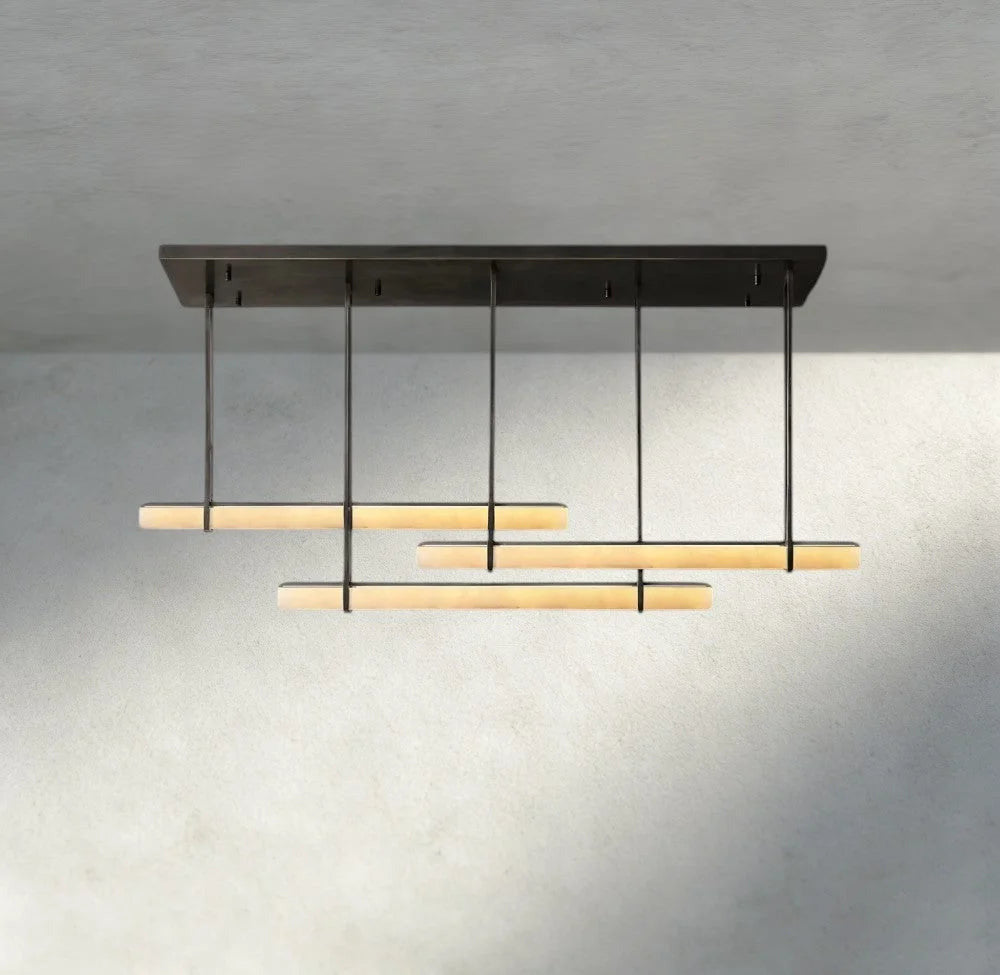 Budubon Alabaster Triple Bar Linear Chandelier