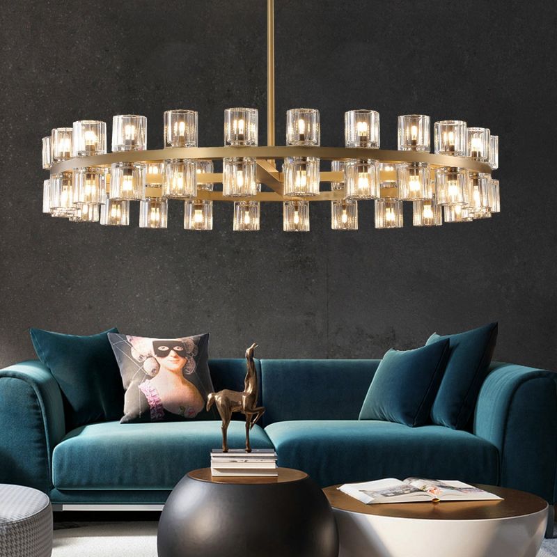 Marlowe Crystal Shades Round Chandelier 48"