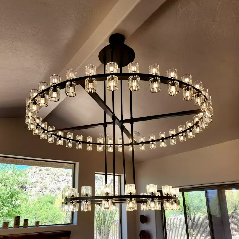 Marlowe Crystal Shades 2-tier Round Chandelier 60''