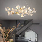 Ceramic Gingko Linear Branch Chandelier 
