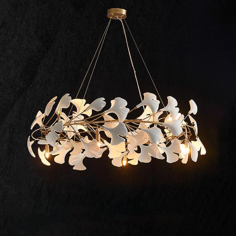 Ceramic Gingko Round Branch Chandelier 