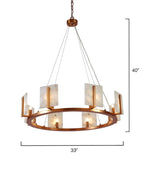 Large Contemporary Alabaster Brass Halo Chandelier