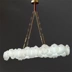 Alabaster Moira Marble Modern Snowflake Linear Chandelier