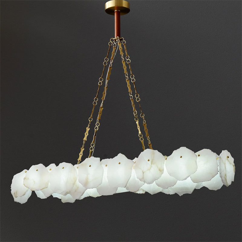 Alabaster Moira Marble Modern Snowflake Linear Chandelier