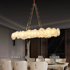Alabaster Moira Marble Modern Snowflake Linear Chandelier