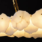 Alabaster Moira Marble Modern Snowflake Linear Chandelier