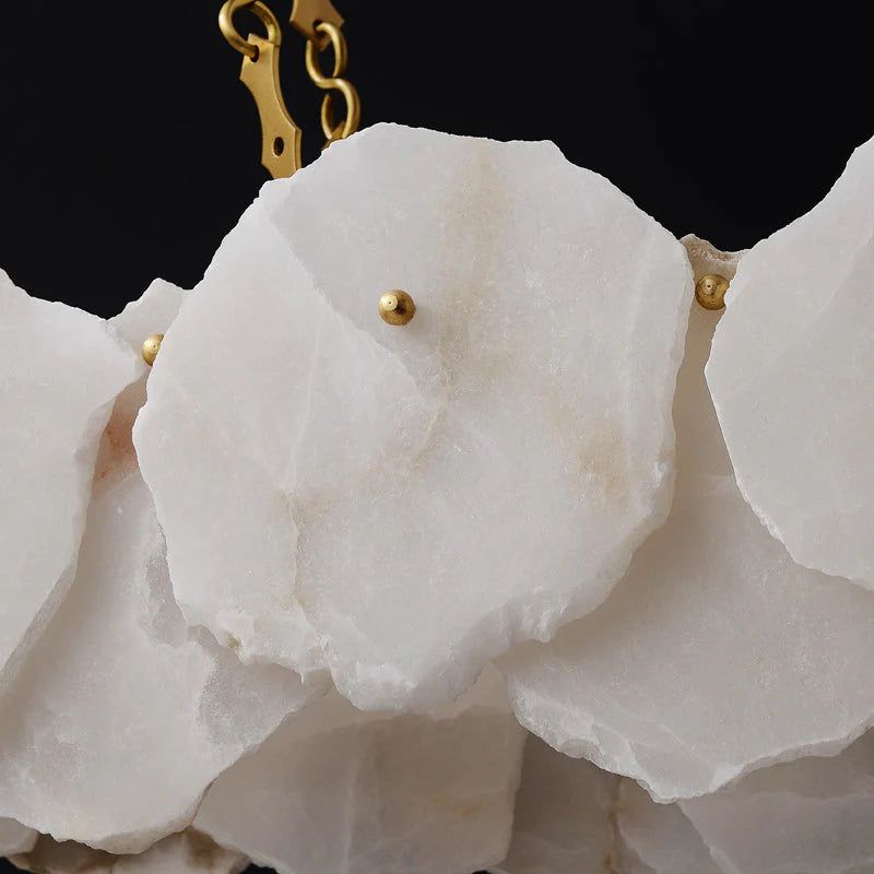 Alabaster Moira Marble Modern Snowflake Linear Chandelier