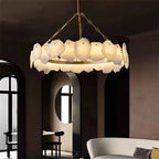 Alabaster Moira Marble Modern Round Chandelier