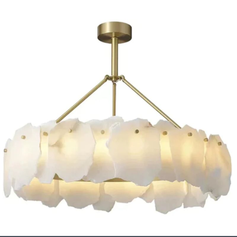 Alabaster Moira Marble Modern Round Chandelier