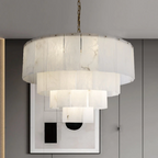 Orion Alabaster Multi-Layer Round Chandelier D31"