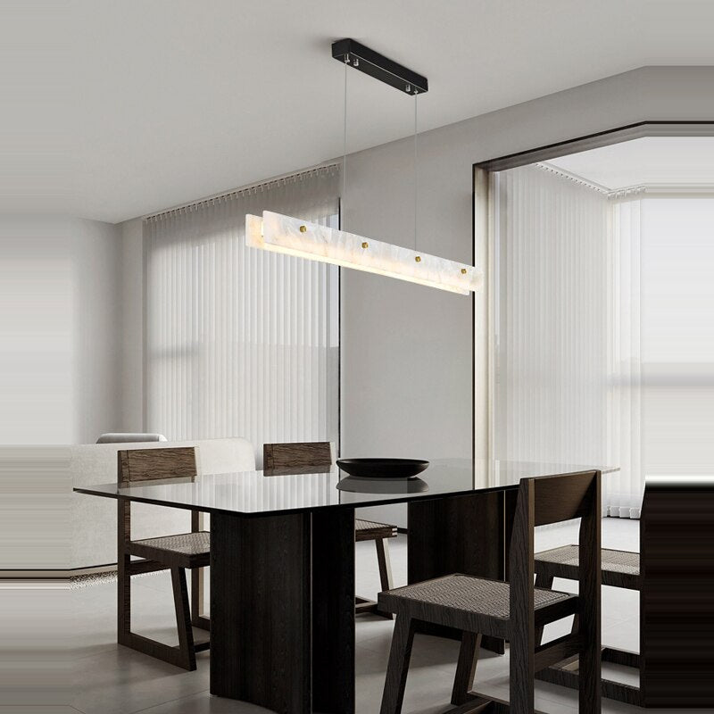 Moonlit Alabaster Kitchen Island Chandelier 60"
