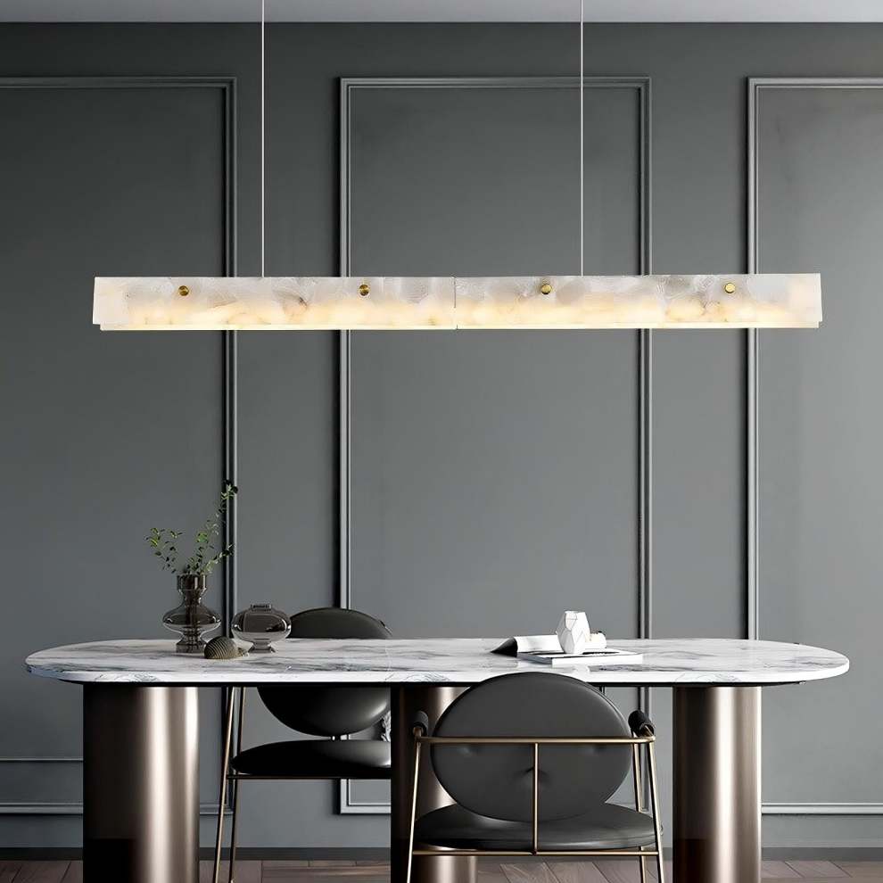 Moonlit Alabaster Kitchen Island Chandelier 60"