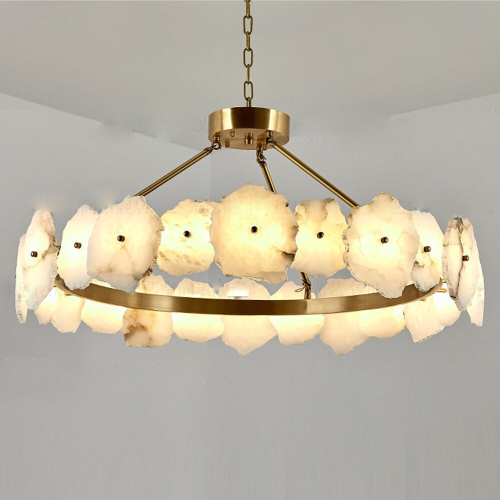 Moonlit Alabaster Modern Round Chandelier