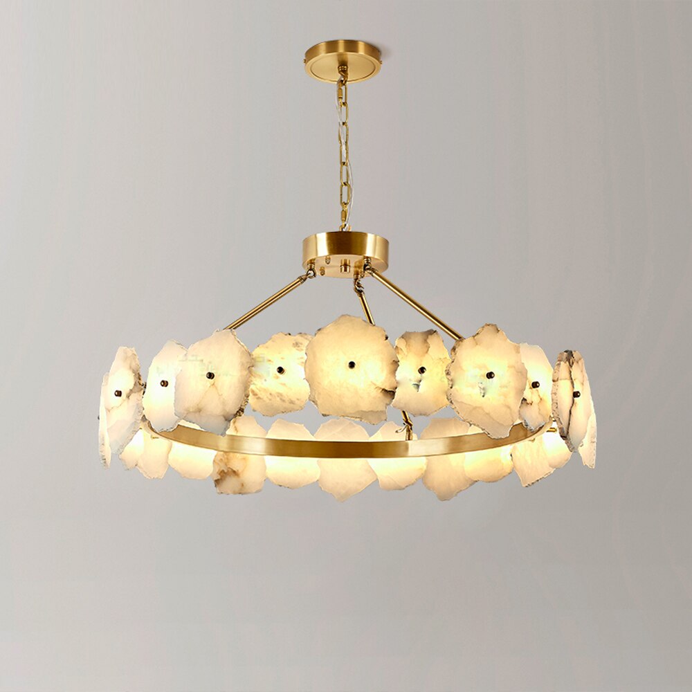 Moonlit Alabaster Modern Round Chandelier