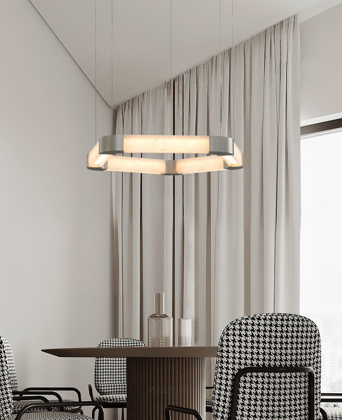 Ola Single Alabaster Ring Chandelier