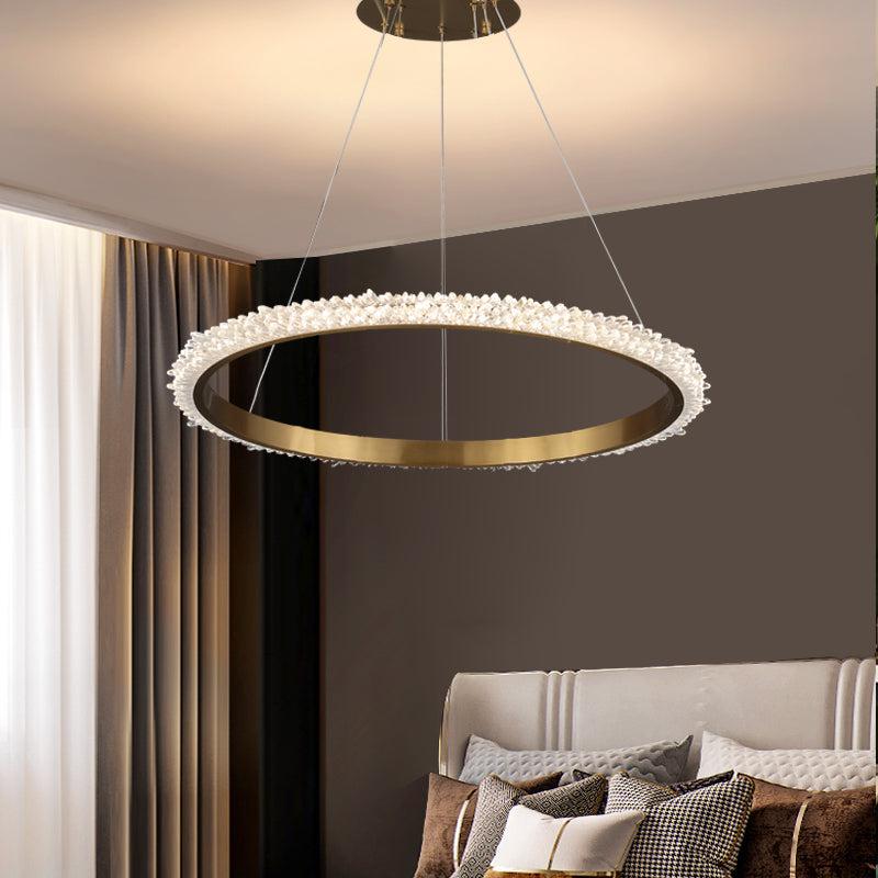 Savoy Contemporary K9 Crystal Halo Ring Foyer Chandelier