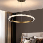 Savoy Contemporary K9 Crystal Halo Ring Foyer Chandelier