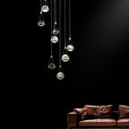Savoy Rock Crystal Ball Ceiling Mounted Staircase Chandelier