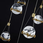 Savoy Rock Crystal Ball Ceiling Mounted Staircase Chandelier