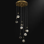 Savoy Rock Crystal Ball Ceiling Mounted Staircase Chandelier