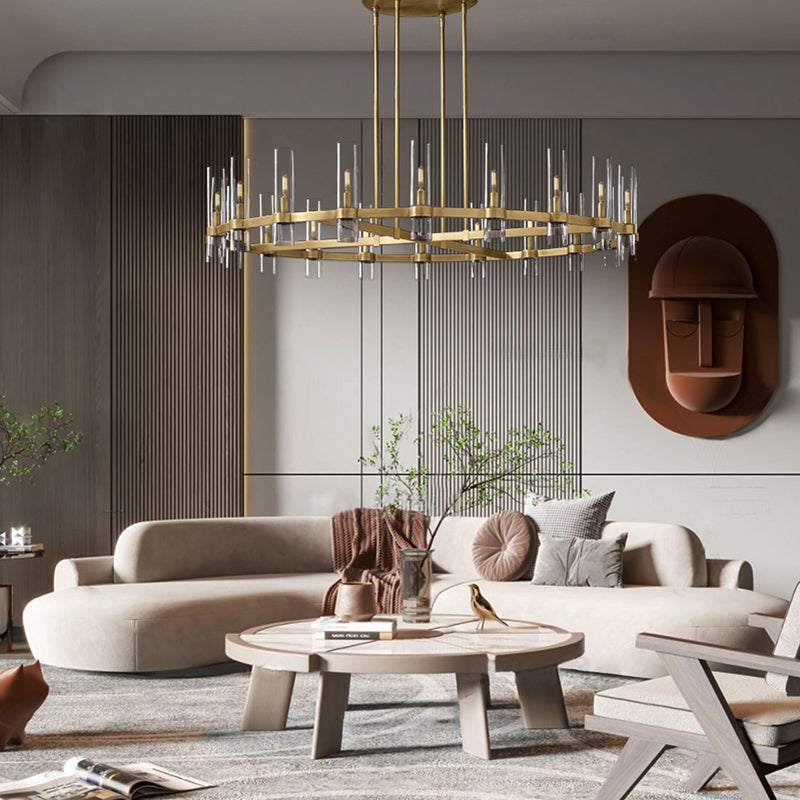 Summit Modern Fashion Glass Round Chandelier Light 60‘’