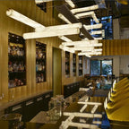 Noble Alabaster Linear Pendant Light Over Kitchen Island