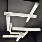 Noble Alabaster Linear Pendant Light Over Kitchen Island