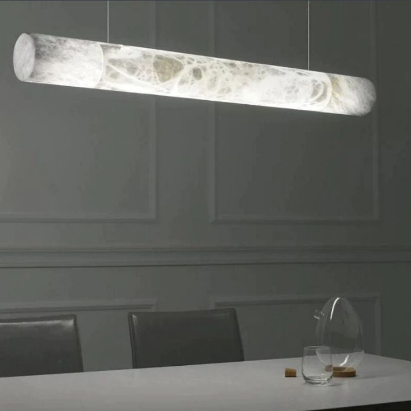 Noble Alabaster Linear Pendant Light Over Kitchen Island