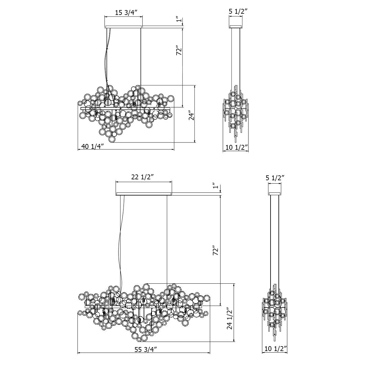 Hearth Trento Clustered Glass Linear Chandelier