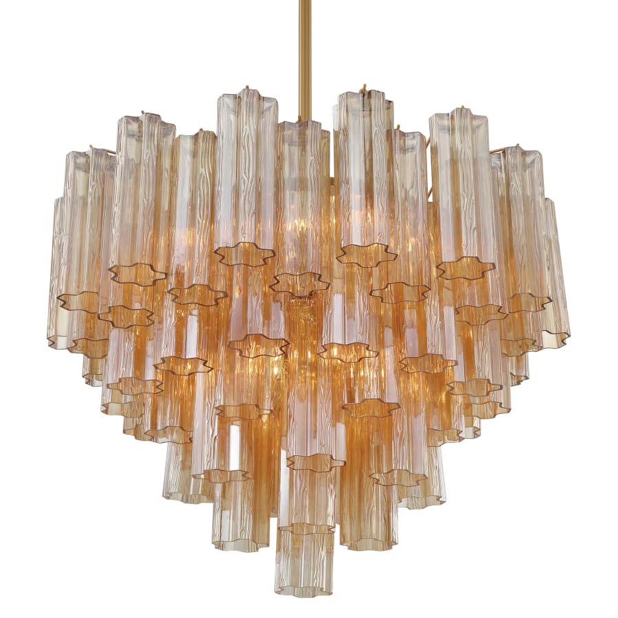 Addis 12 Light 27in Waterfall Chandelier Amber Glass - fovolighting