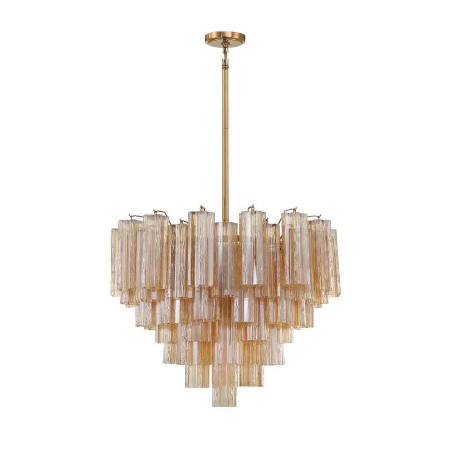 Addis 12 Light 27in Waterfall Chandelier Amber Glass - fovolighting