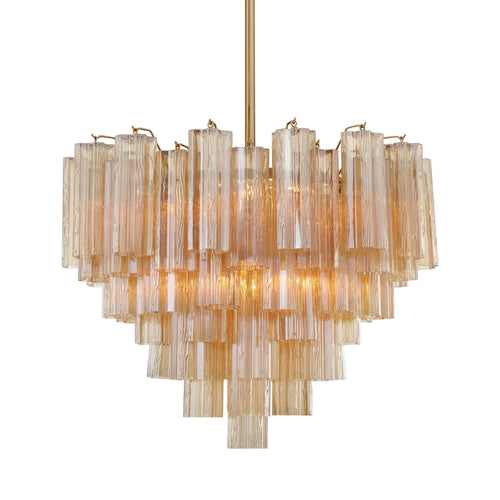 Addis 12 Light 27in Waterfall Chandelier Amber Glass - fovolighting