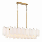 Addis 14 Light 52in Crystal Linear Chandelier Aged Brass - fovolighting