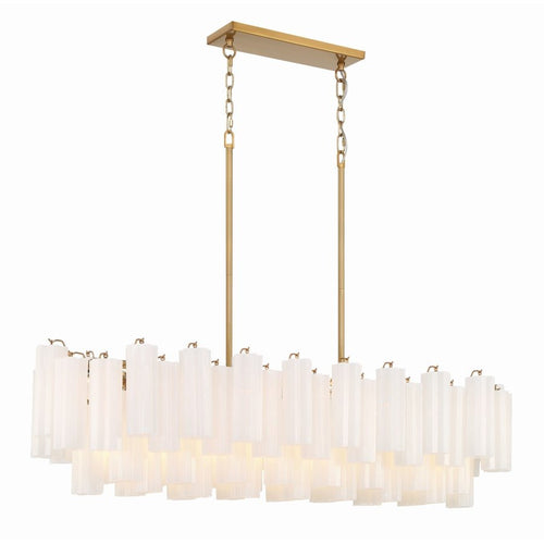 Addis 14 Light 52in Crystal Linear Chandelier Aged Brass - fovolighting