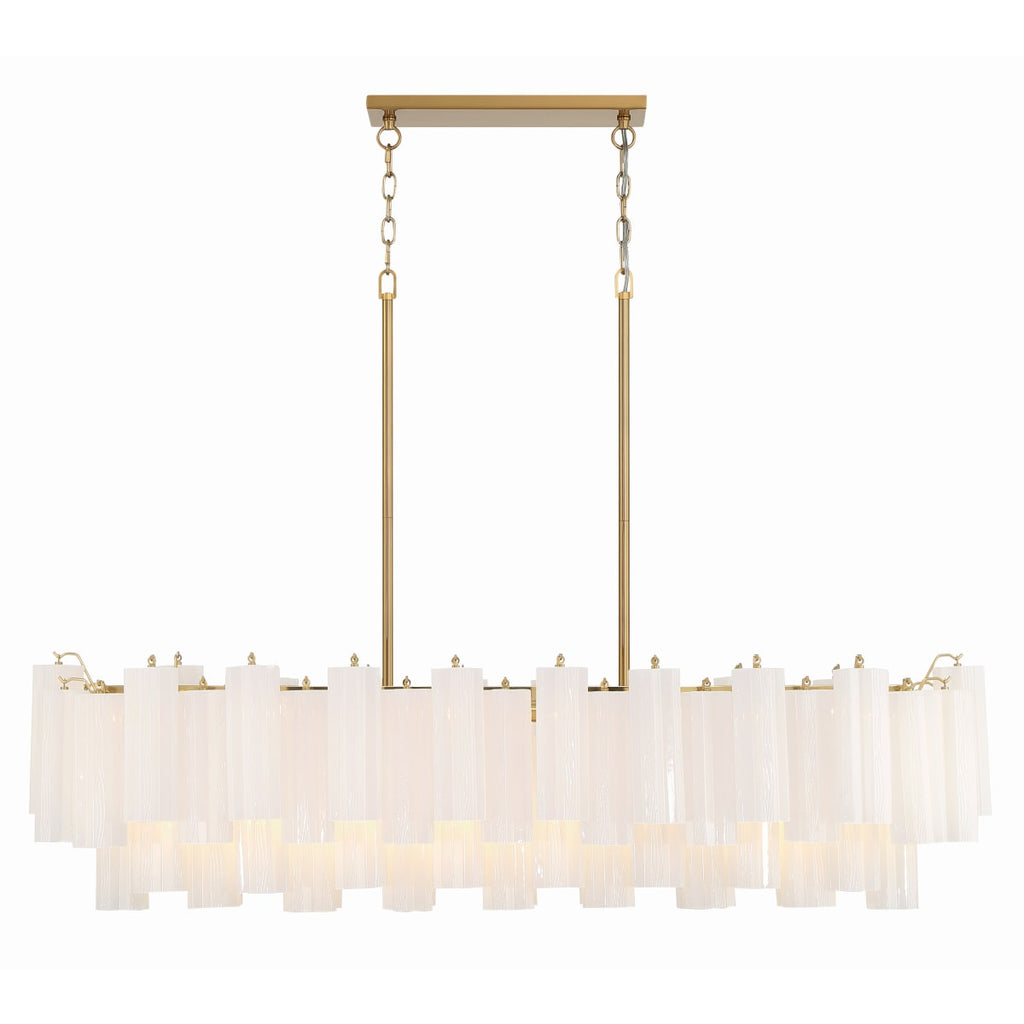 Addis 14 Light 52in Crystal Linear Chandelier Aged Brass - fovolighting