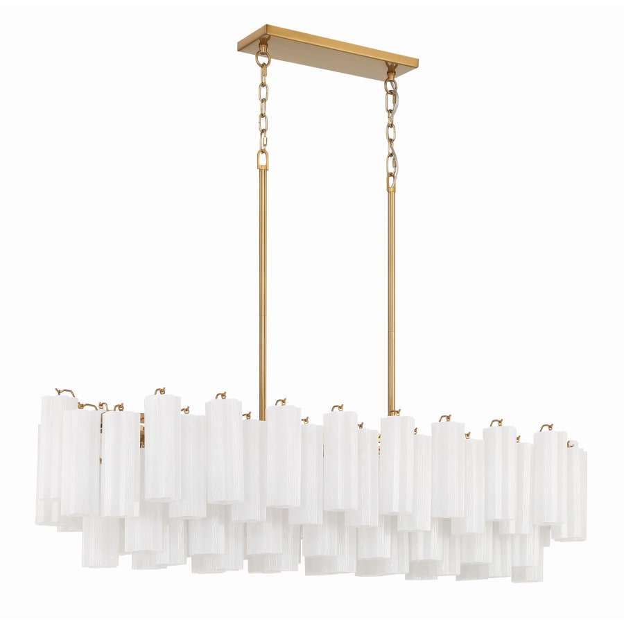 Addis 14 Light 52in Crystal Linear Chandelier Aged Brass - fovolighting