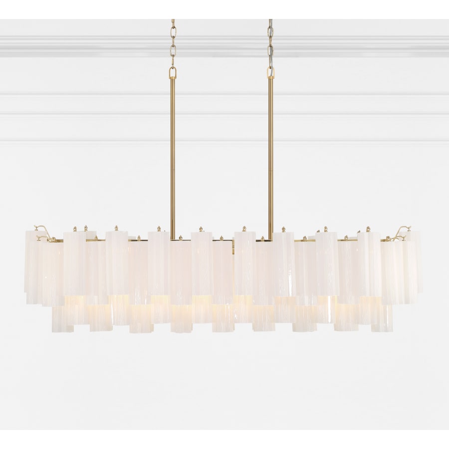 Addis 14 Light 52in Crystal Linear Chandelier Aged Brass - fovolighting