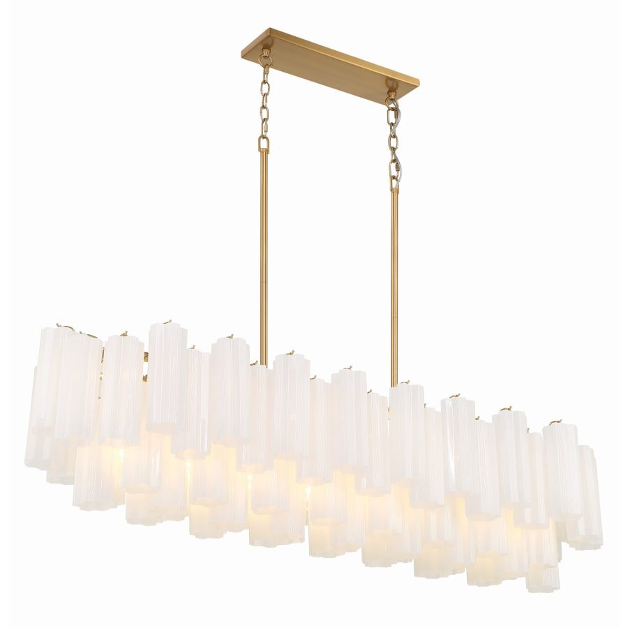 Addis 14 Light 52in Crystal Linear Chandelier Aged Brass - fovolighting