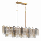 Addis 14 Light 52in Crystal Linear Chandelier Autumn Glass - fovolighting