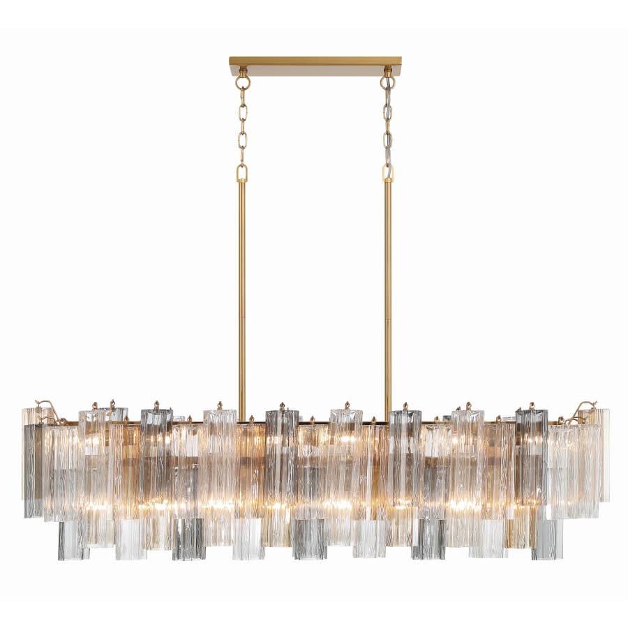 Addis 14 Light 52in Crystal Linear Chandelier Autumn Glass - fovolighting