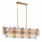 Addis 14 Light 52in Crystal Linear Chandelier Autumn Glass - fovolighting