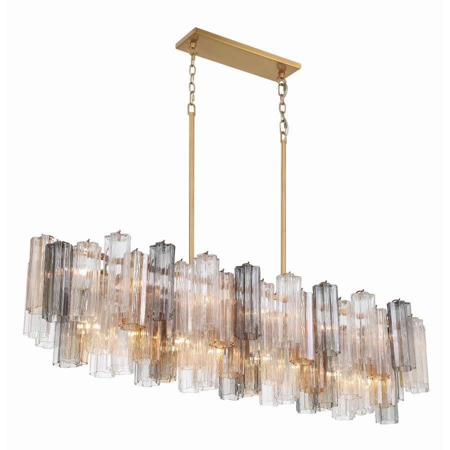 Addis 14 Light 52in Crystal Linear Chandelier Autumn Glass - fovolighting