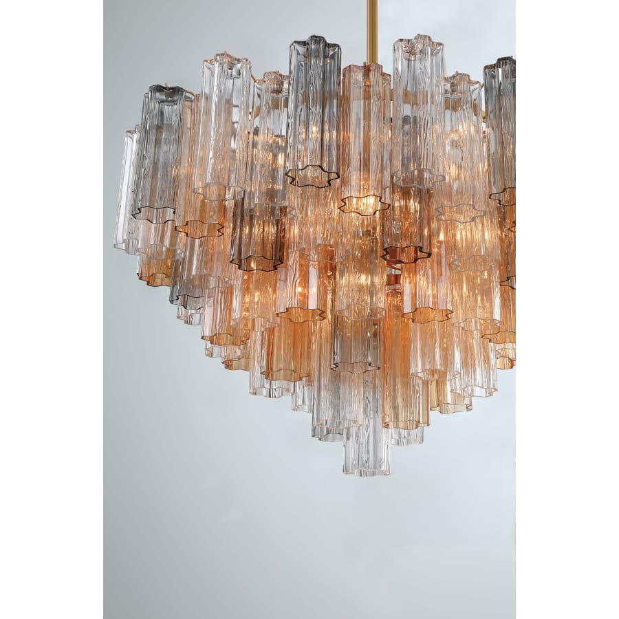 Addis 16 Light 32" Waterfall Chandelier Autumn Glass - fovolighting