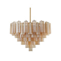 Addis 16 Light 32in Waterfall Chandelier Amber Glass Aged Brass - fovolighting