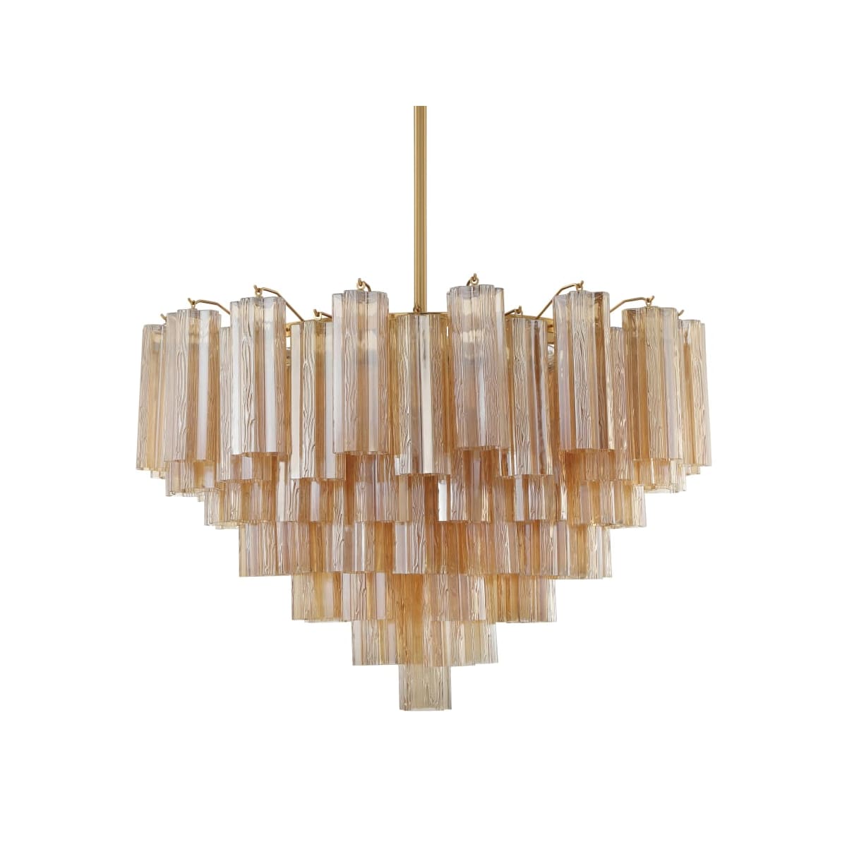 Addis 16 Light 32in Waterfall Chandelier Amber Glass Aged Brass - fovolighting