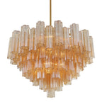 Addis 16 Light 32in Waterfall Chandelier Amber Glass Aged Brass - fovolighting