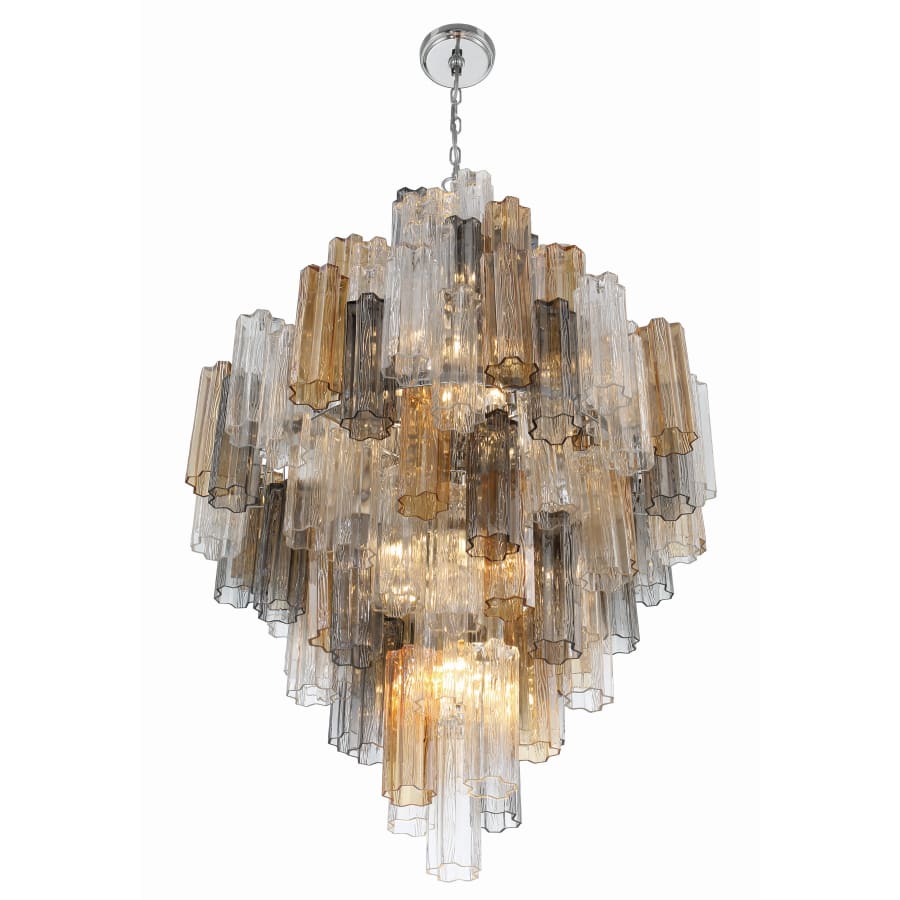 Addis 20 Light 31in Crystal Waterfall Chandelier Aged Brass - fovolighting