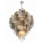 Addis 20 Light 31in Crystal Waterfall Chandelier Aged Brass - fovolighting