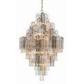 Addis 20 Light 31in Crystal Waterfall Chandelier Aged Brass - fovolighting