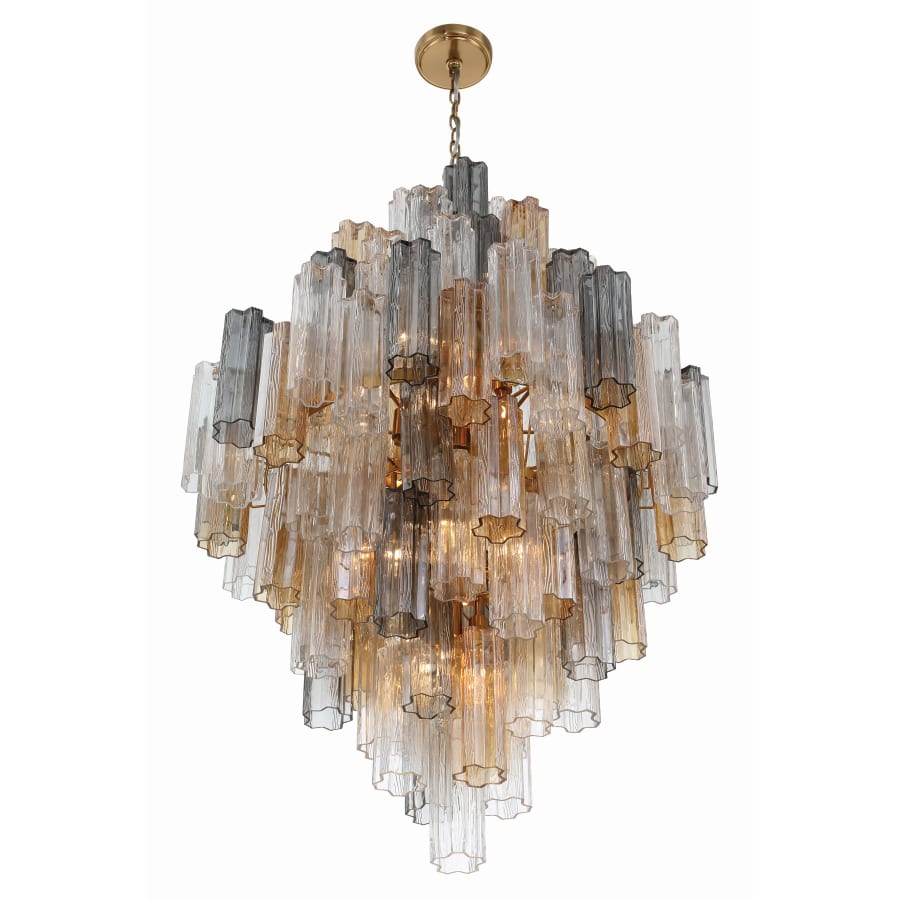 Addis 20 Light 31in Crystal Waterfall Chandelier Aged Brass - fovolighting